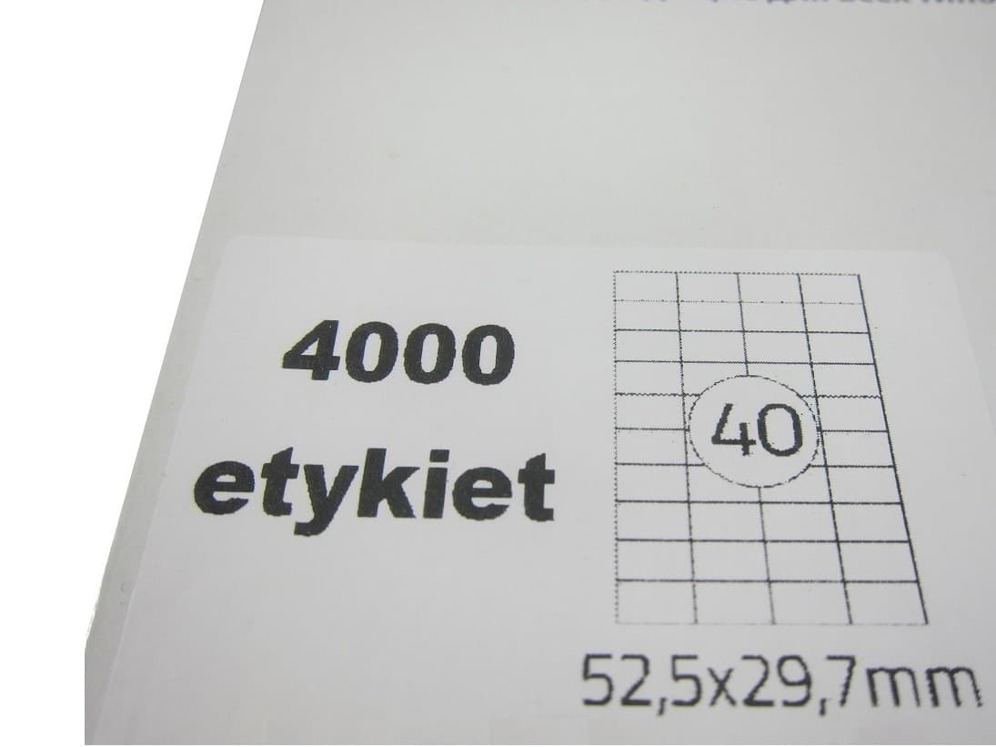 Etykieta samoprzylepna 52,5/29,7 ( 40szt. na A4)