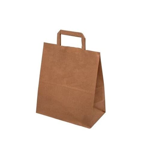 Torba papierowa 34/18/35 z papierowym uchwytem plaskim BRAZOWA 80g